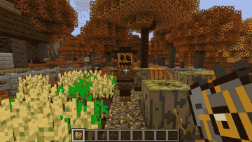 A friendly scarecrow harvesting, replanting and delivering to its chest